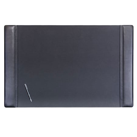 Dacasso Black Leather Side-Rail Desk Pad/Desk Protector, 38" x 24" PR-1025